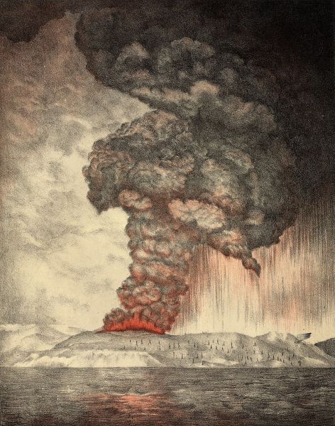 Tsunami spowodowane erupcją Krakatoa grafika